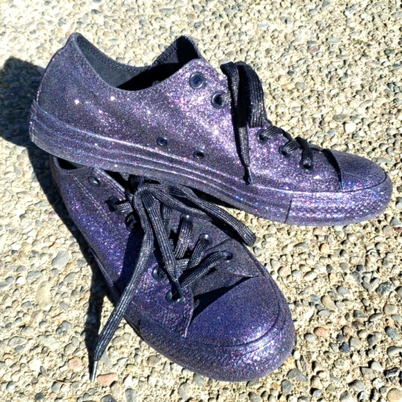 Price drop! Converse All Star Women 9.5, Men 7.5. Purple Glitter low top shoe - Picture 14 of 16